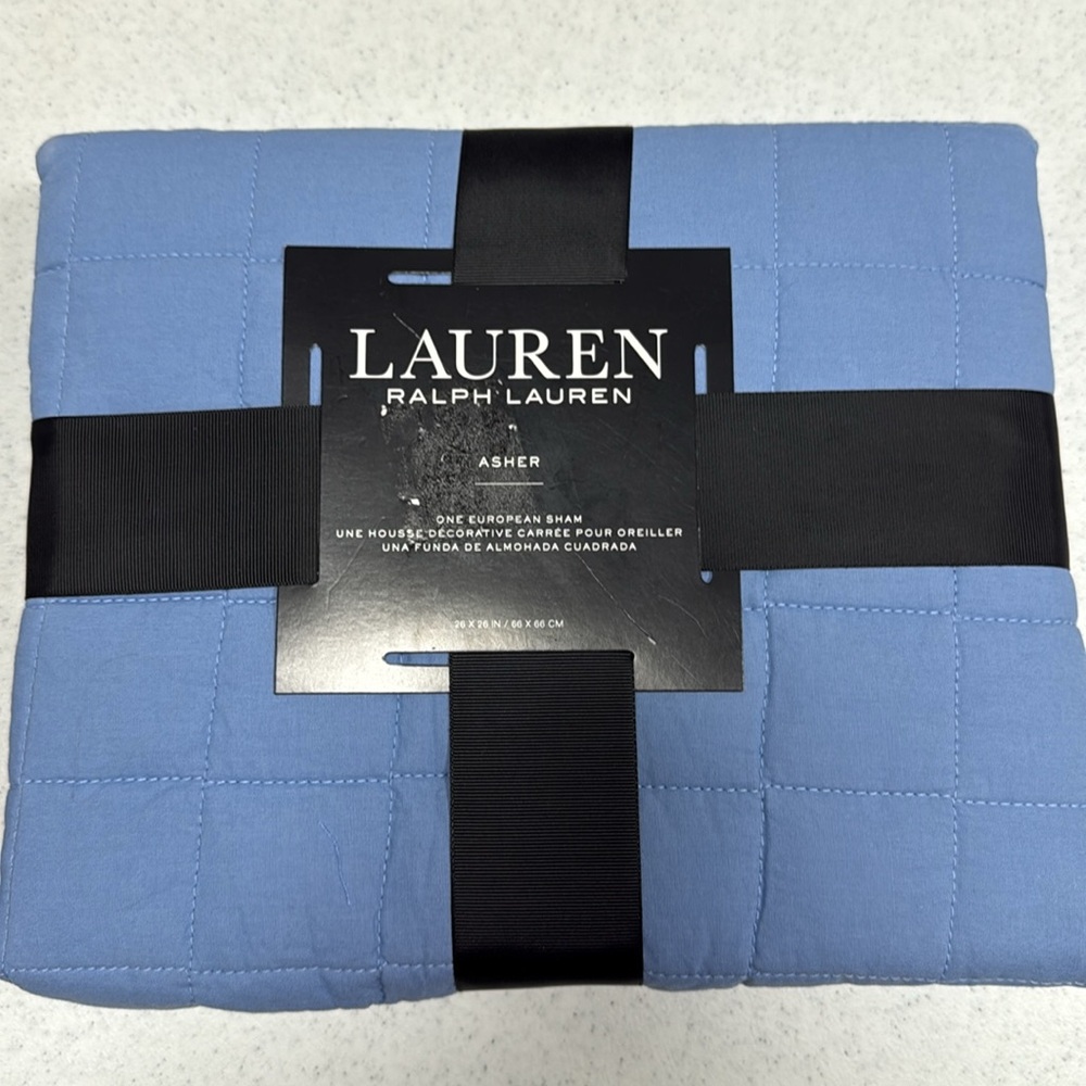 Lauren Ralph Lauren Blue Asher Euro Sham 26”X26” NWT